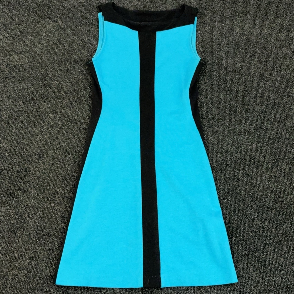 Jodi Kristopher Dress Juniors S Blue Colorblock Sleeveless A-Line Knit Party